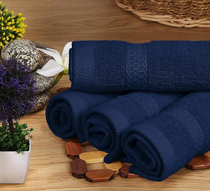 Utopia Towels 8 Piece Premium Towel Set, 2 Bath, 2 Hand, and 4 Wash Cloths, 600 GSM 100% Ring Spun Cotton, Highly Absorbent Towels for Bathroom, Gym, Hotel, and Spa, Navy Blue