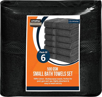Utopia Towels 6 Pack Bath Towel Set (24 x 48 Inches), 500 GSM 100% Ring Spun Cotton Medium Lightweight and Highly Absorbent Quick Drying, Premium Towels for Hotel, Spa and Bathroom