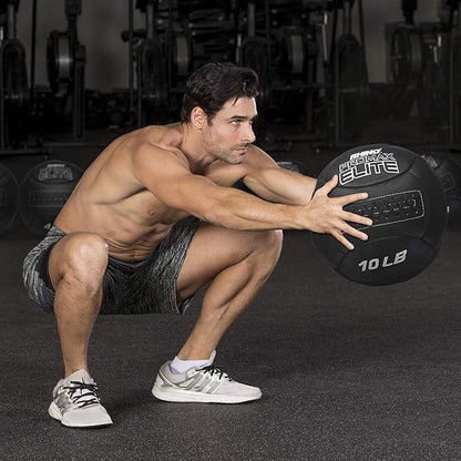 Champion Sports Rhino Promax Elite Slam Ball – Soft Shell, Non-Slip Grip, Multiple Weights Available, 14” Diameter, for Weightlifting, Plyometrics, Cross Training & Home Gym Fitness