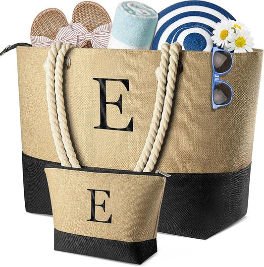 TOPEAST Christmas Gifts for Women - Beach Bags with Makeup Bag Travel Essential Christmas Birthday Gifts for Mom Friends