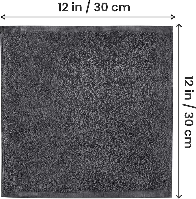 Utopia Towels Cotton Washcloths Set, 100% Ring Spun Cotton, Premium Flannel Face Cloths, Highly Absorbent and Soft Feel Fingertip Towels, 60 Pack, Grey