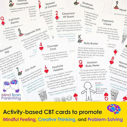 Mind Brain Emotion 52 Essential Coping Skills for Kids: Mindfulness CBT Cards for Stress, Anxiety, Anger, Executive Functioning, Coping Strategies for Anxious Generation, Family, School Therapy Game