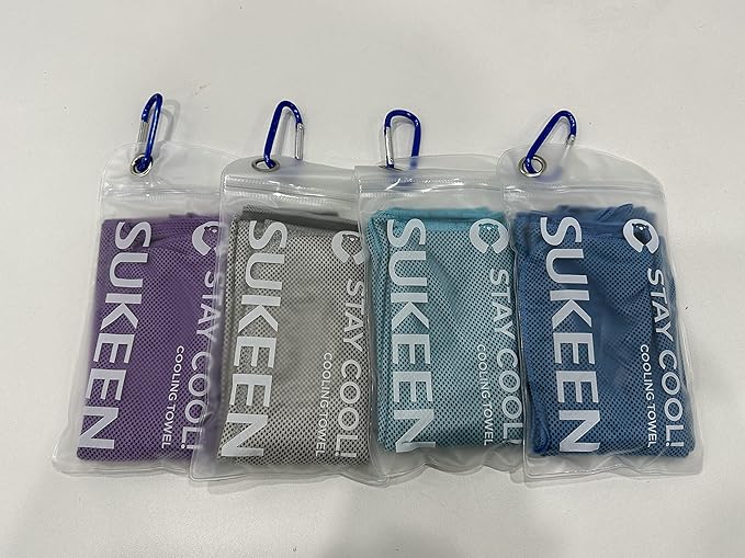 Sukeen [4 Pack Cooling Towel (40"x12"),Ice Towel,Soft Breathable Chilly Towel,Microfiber Towel for Yoga,Sport,Running,Gym,Workout,Camping,Fitness,Workout & More Activities