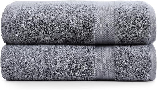 LANE LINEN 100% Cotton 2 Pack Bath Sheets (35"x66") - Ring Spun, Extra Large Cotton Bath Towels Set - Quick Dry, Soft & Absorbent Oversized Towel Set - Remains Soft After Multiple Washes - Cool Grey