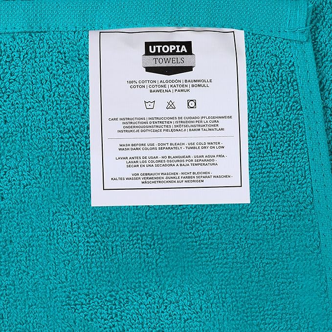 Utopia Towels 6 Pack Medium Bath Towel Set, 24 by 48 Inches, 500 GSM 100% Ring Spun Cotton, Lightweight and Highly Absorbent Quick Drying Premium Towels for Hotel, Spa and Bathroom, Turquoise