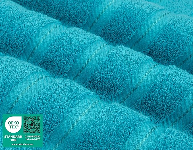 American Soft Linen Luxury 4 Piece Bath Towel Set, 600 GSM 100% Cotton Turkish Bath Towels for Bathroom, 27x54 in Extra Large Bathroom Shower Towels, Aqua Blue