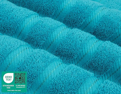 American Soft Linen Luxury 4 Piece Bath Towel Set, 600 GSM 100% Cotton Turkish Bath Towels for Bathroom, 27x54 in Extra Large Bathroom Shower Towels, Aqua Blue