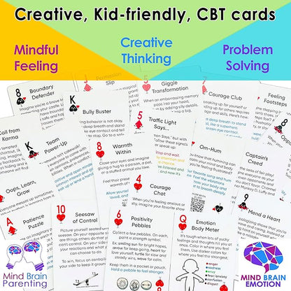 Mind Brain Emotion 52 Essential Coping Skills for Kids: Mindfulness CBT Cards for Stress, Anxiety, Anger, Executive Functioning, Coping Strategies for Anxious Generation, Family, School Therapy Game