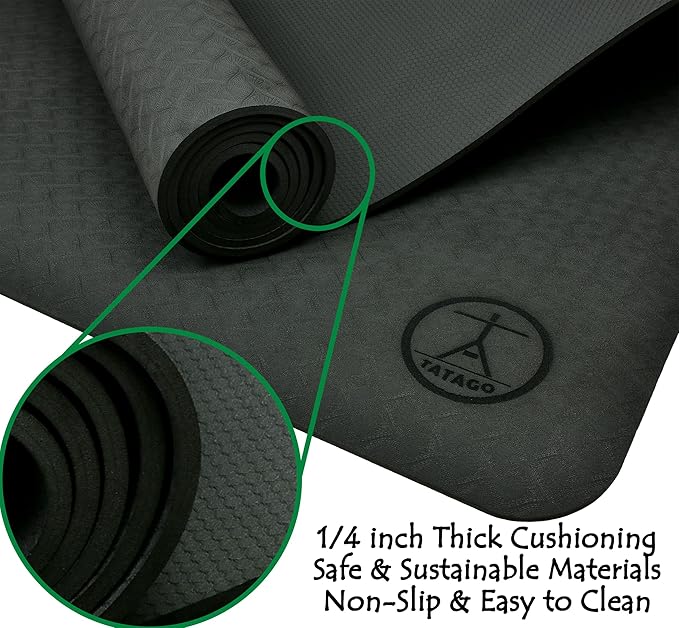 Tatago Extra Thick Yoga Mat Wide & XL-Our 10mm Extra Large Yoga Mat Thick Extra Wide And Long For Total Joint Cushioning. A Large Exercise Mat Thick And Perfect For Home Workout Pilates Or Studio.