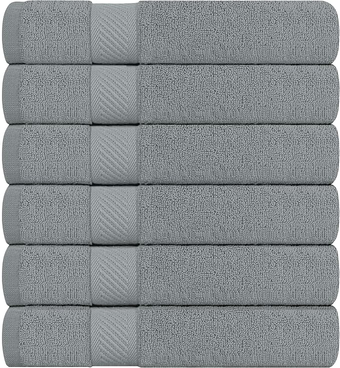 Utopia Towels 6 Pack Small Bath Towel Set, 22 by 44 Inches, 500 GSM 100% Ring Spun Cotton, Lightweight and Highly Absorbent Quick Drying Premium Towels for Hotel, Spa and Bathroom, Cool Grey
