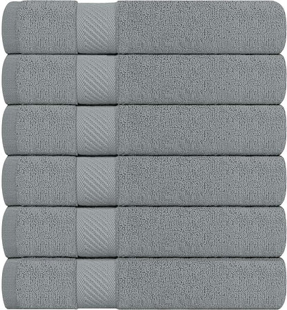 Utopia Towels 6 Pack Small Bath Towel Set, 22 by 44 Inches, 500 GSM 100% Ring Spun Cotton, Lightweight and Highly Absorbent Quick Drying Premium Towels for Hotel, Spa and Bathroom, Cool Grey