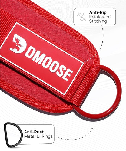 DMoose Fitness Ankle Straps for Cable Machines - One Size Fit with Premium Padding, Glute Kickback Ankle Strap for Women & Men, Cable Attachments for Gym, Booty Workouts, Leg Extension & Hip Abductors