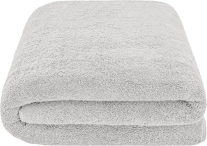 American Soft Linen Oversized Bath Sheet 40x80 Extra Large for Bathroom, 600 GSM 100% Cotton Turkish Jumbo Bathsheet Towels for Adults, Silver Gray Bath Sheet