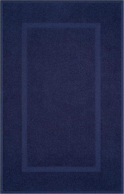 Cotton Paradise 100% Cotton Bath Mats for Bathroom Floor Set of 2 Pack, 20x34 Soft Absorbent Washable Quick Dry Tub Bathmat, Navy Blue Towel Bath Mat