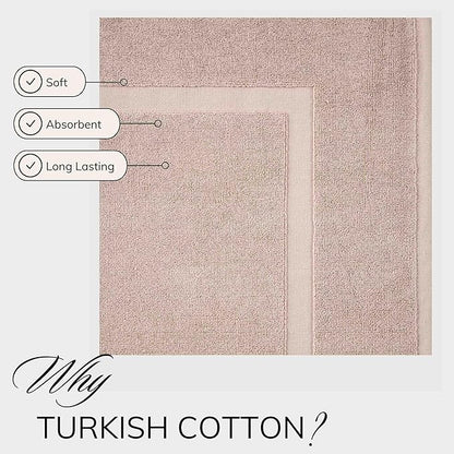 TEXTILOM Luxury 2 Pack Banded Cotton Bath Mats for Bathroom Floor [ Hotel, Spa, Tub, Shower Bath Mat Floor Towel Set ], Machine Washable & Soft & Absorbent & Quick Dry (20''x34'')- Beige