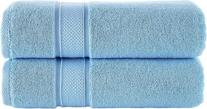 NOVA Luxury Linen - Hotel Quality Turkish Towel Set for Bathroom (2 Pcs Bath Towel Set, Sky Blue)