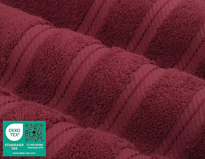 American Soft Linen Luxury Hand Towels for Bathroom, 600 GSM 100% Cotton Turkish 4 Piece Hand Towel Set, 600 GSM Hand Face Towels for Kitchen, Bordeaux Red Hand Towels