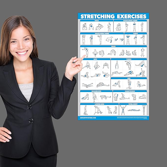 QuickFit 10 Pack - Exercise Workout Poster Set - Pilates, Dumbbell, Suspension, Kettlebell, Resistance Bands, Stretching, Bodyweight, Barbell, Yoga Poses, Exercise Ball (Laminated, 18" x 24")