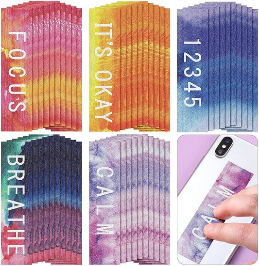 Crtiin 50 Pieces Anxiety Sensory Stickers for Anxiety Relief Items Mental Health Stickers Fidget Textured Strips for Office Classroom Desk Relieve Adult Stress(Classic Style)