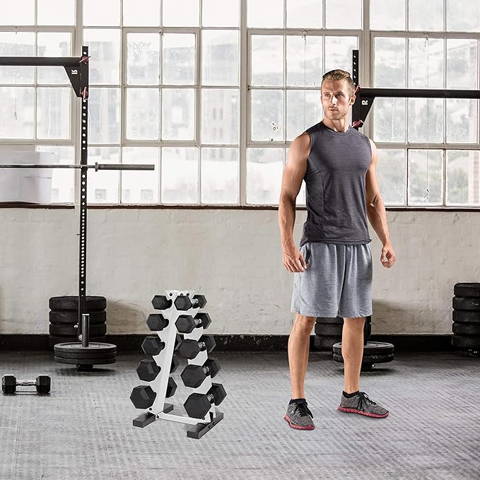 WF Athletic Supply Dumbbell Rack, 5-Tier A-Frame Dumbbell Rack for Dumbbell Storage, Color Options Available in Black/White/Green/Yellow/Red/Pink/Orange & Blue