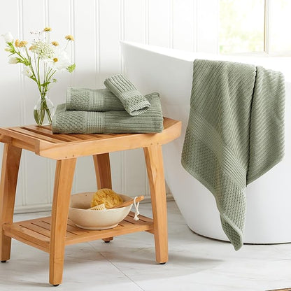 Springtree Home 100% Cotton Towel Set | 6 Piece Set | Super Soft & Absorbent Quick-Dry 2 Bath Towels 2 Hand Towels & 2 Washcloths | Textured and Durable Cotton | Krista Collection - Lily Pad Green