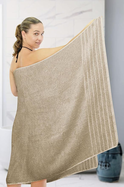 Tens Towels Pack of 1 Jumbo Bath Sheet 40 x 80 Inches, Extra Large & Light Weight, Quicker to Dry, 100% Cotton, Super Soft & Absorbent, Perfect to Wrap Yourself in, Beige