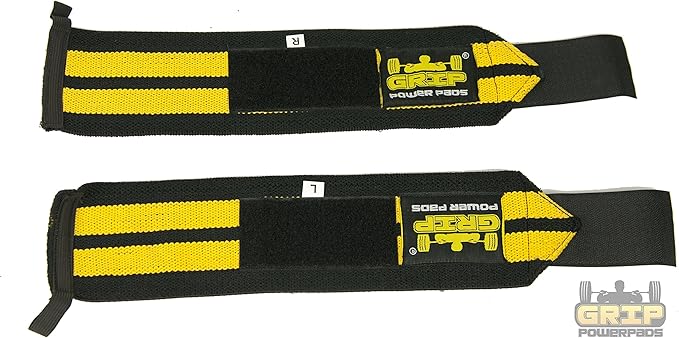 Grip Power Pads Wrist Wraps 2 Wraps for Weight Lifting Wrist Support Cotton Wraps Gym Bandage Straps for Men & Women Premium Quality & PRO Rubber