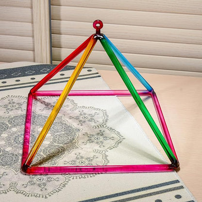 TOPFUND 12" Rainbow Crystal Singing Pyramid Sound Therapy Instrument with Carrying Case and Quartz Suede Mallet