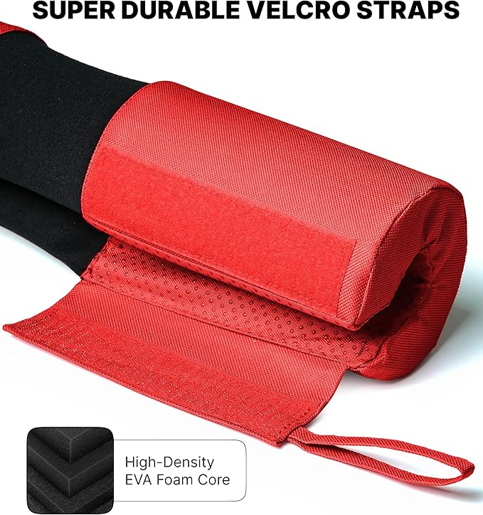 DMoose Fitness Barbell Pad for Hip Thrust, Squat & Lunges - Non-Slip Thick Foam Cushion for Neck and Back Support with Two Straps - Hip Thrust Pad for Leg Day - Fits All Olympic Bars and Smith Machine