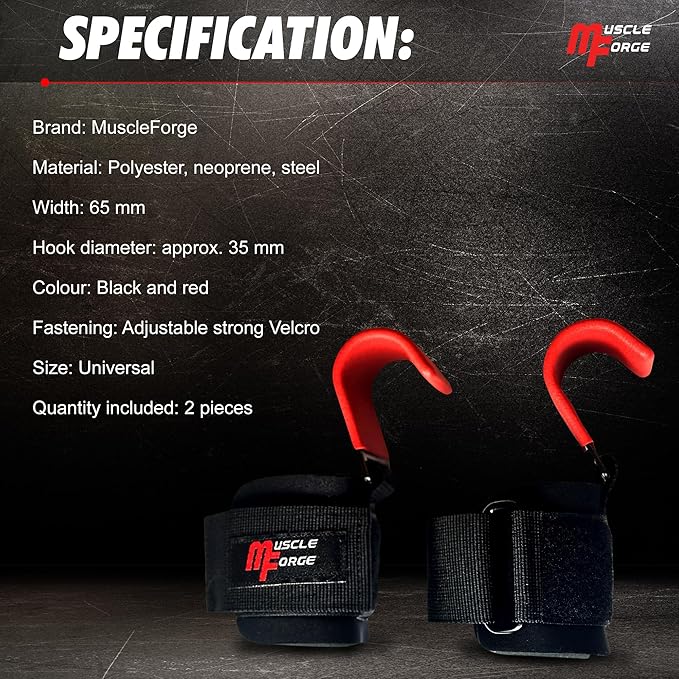 Weight Lifting Hooks for Men & Women - Heavy Duty Lifting Wrist Straps with Hook Grips for Weightlifting - Gym Grips for Weight Lifting, Pull Ups & Deadlift Support