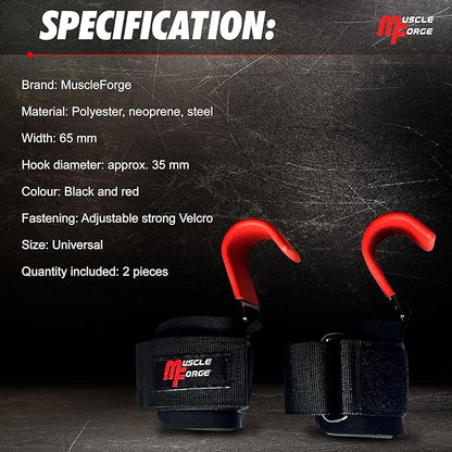Weight Lifting Hooks for Men & Women - Heavy Duty Lifting Wrist Straps with Hook Grips for Weightlifting - Gym Grips for Weight Lifting, Pull Ups & Deadlift Support