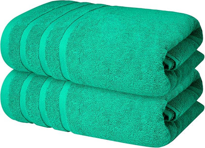 Infinitee Xclusives 100% Cotton Luxury Bath Towels Set of 2 (27x54 Inches) (Vivid Green, Bath Towels - Pack 2)