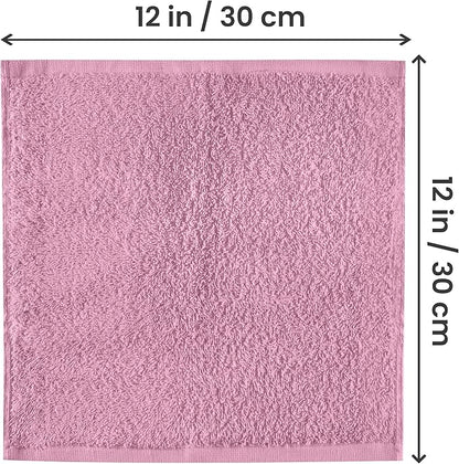 Utopia Towels 24 Pack Cotton Washcloths Set, 100% Ring Spun Cotton, Premium Quality Flannel Face Cloths, Highly Absorbent and Soft Feel Fingertip Towels, Pink