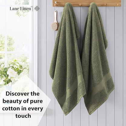 LANE LINEN 100% Cotton 2 Pack Bath Sheets (35"x66") - Ring Spun Cotton Extra Large Bathroom Towels - Quick Dry, Super Soft & Absorbent Oversized Bath Towels - Machine Wash in Cold Water - Oil Green