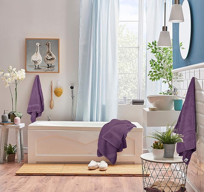 Utopia Towels 8 Piece Premium Towel Set, 2 Bath, 2 Hand, and 4 Wash Cloths, 600 GSM 100% Ring Spun Cotton, Highly Absorbent Towels for Bathroom, Gym, Hotel, and Spa, Plum