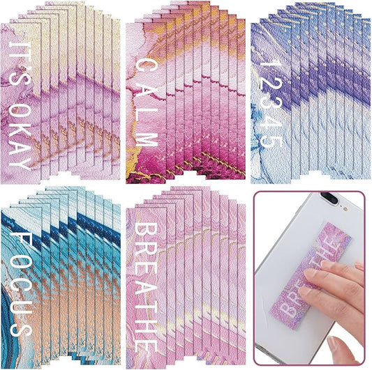 Crtiin 50 Pieces Anxiety Sensory Stickers for Anxiety Relief Items Mental Health Stickers Fidget Textured Strips for Office Classroom Desk Relieve Adult Stress(Mable Style)