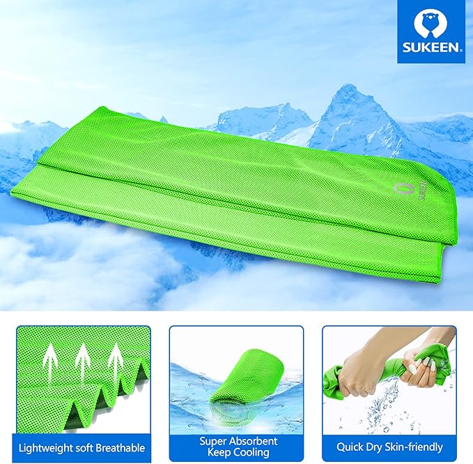 Sukeen [4 Pack Cooling Towel (40"x12"),Ice Towel,Soft Breathable Chilly Towel,Microfiber Towel for Yoga,Sport,Running,Gym,Workout,Camping,Fitness,Workout & More Activities