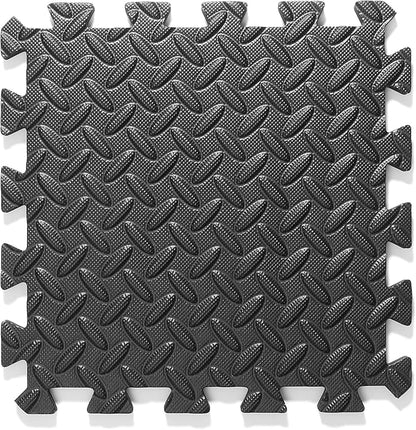Philosophy Gym Pack of 12 Exercise Flooring Mats - 12 x 12 Inch Foam Rubber Interlocking Puzzle Floor Tiles - Black