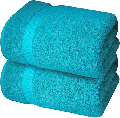 Infinitee Xclusives– Luxury Bath Sheets Towels – 2 Pack 600 GSM (35X70 Inches)– 100% Ring Spun Cotton Large Bath Towels for Bathroom (Serene Teal, Bath Sheet Pack of 2)
