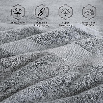 LANE LINEN 100% Cotton Bath Sheets Set of 4 (35"x66") - Ring Spun Cotton Extra Large Bath Towels Sets - Quick Dry, Soft & Absorbent Oversized Shower Towel Sets - Sustainabaly Produced - Space Grey