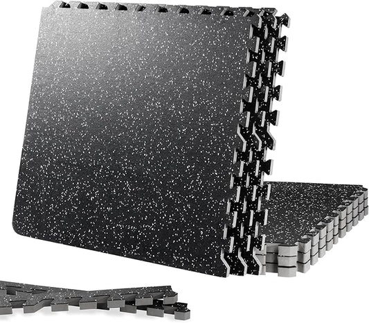 CyclingDeal Quality Puzzle Exercise Tiles Mat - 6pk 24" x 24" Interlocking Rubber 20mm Thick EVA Foam Protective Flooring Mat for Home Gym Workout Equipment Garage Playground