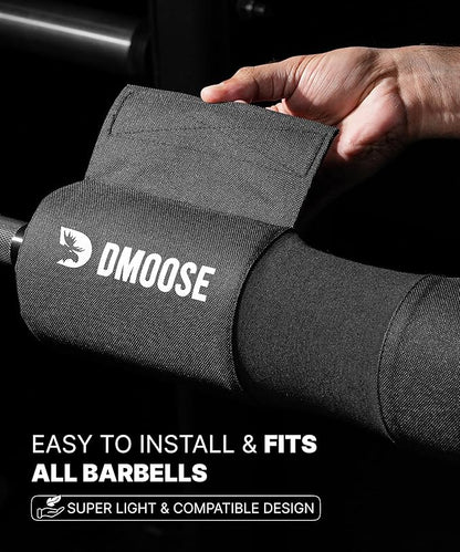 DMoose Fitness Barbell Pad for Hip Thrust, Squat & Lunges - Non-Slip Thick Foam Cushion for Neck and Back Support with Two Straps - Hip Thrust Pad for Leg Day - Fits All Olympic Bars and Smith Machine