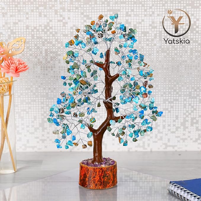 YATSKIA Turquoise Crystal Tree - Gemstone Tree - Tree of Life - Crystal Home Decor - Good Luck Charms - Spiritual Gifts for Women - Gemstones and Crystals - Chakra Stones - Meditation Decor