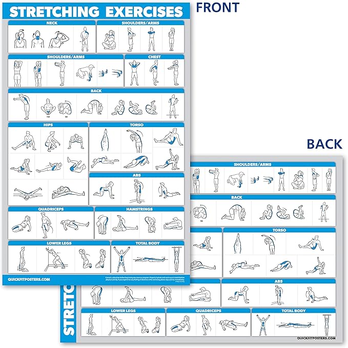 10 Pack - Exercise Workout Poster Set - Dumbbell, Suspension, Kettlebell, Resistance Bands, Stretching, Bodyweight, Barbell, Yoga Poses, Exercise Ball, Muscular System (PAPER, NON LAMINATED,18" x 24")