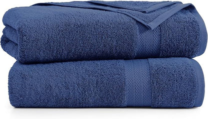 LANE LINEN 100% Cotton Bath Sheets Set of 2 (35"x66") - Ring Spun Cotton Extra Large Bath Towels Set - Quick Dry, Soft & Absorbent Oversized Towel Sets - Holds Well After Multiple Washes - Navy Blue