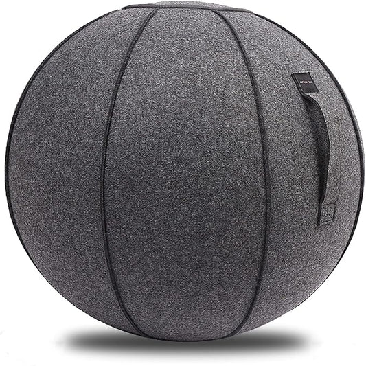 65cm Sitting Ball Chair for Office, Dorm, and Home, Pilates Exercise Yoga Ball with Cover, Lightweight Self-Standing Ergonomic Posture Activating Exercise Ball Solution with Handle and Pump