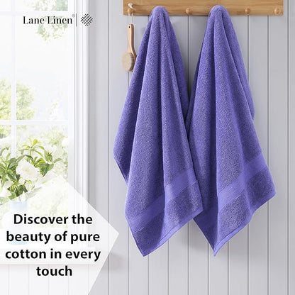 LANE LINEN 100% Cotton Bath Towels Set of 4 (28"x54") - Ring Spun Mercerized Cotton Bathroom Towel Set - Quick Dry, Soft & Absorbent Large Bath Towels - Holds Well After Multiple Washes - Blue Irish