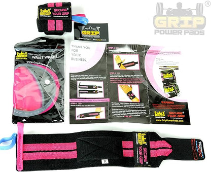 Grip Power Pads Wrist Wraps 2 Wraps for Weight Lifting Wrist Support Cotton Wraps Gym Bandage Straps for Men & Women Premium Quality & PRO Rubber