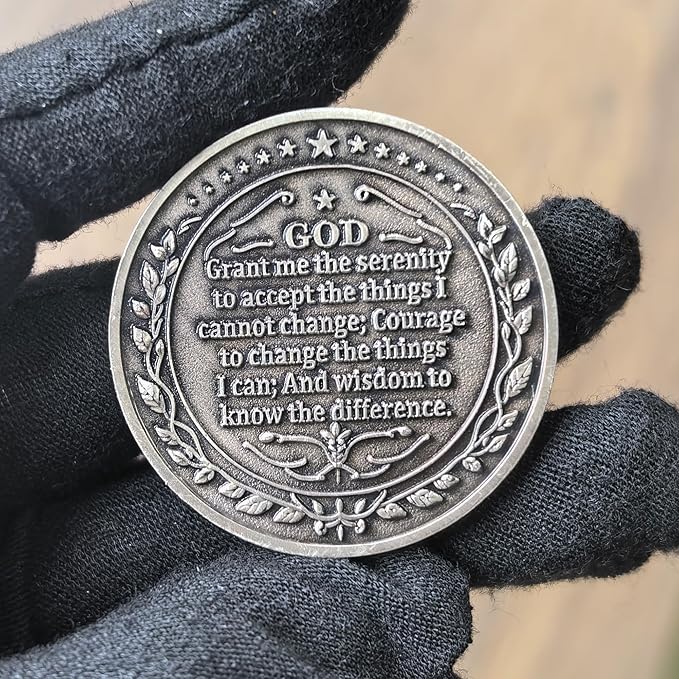 Serenity Prayer Sobriety Chip - A Symbol of Inner Peace and Strength - AA Medallion Recovery Gift with Coin Capsule