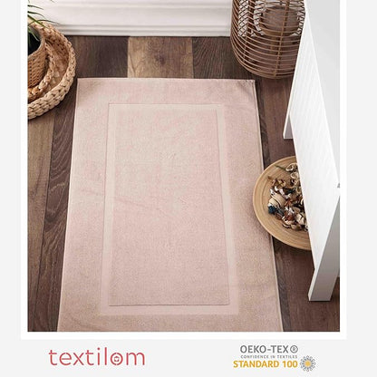 TEXTILOM Luxury 2 Pack Banded Cotton Bath Mats for Bathroom Floor [ Hotel, Spa, Tub, Shower Bath Mat Floor Towel Set ], Machine Washable & Soft & Absorbent & Quick Dry (20''x34'')- Beige